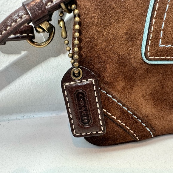 Coach Suede Leatherware Brown Wristlet - Picture 6 of 6